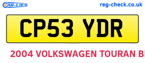 CP53YDR are the vehicle registration plates.