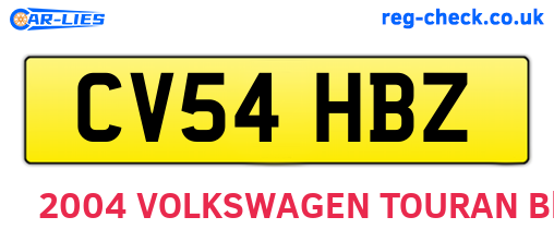 CV54HBZ are the vehicle registration plates.