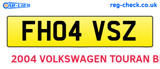 FH04VSZ are the vehicle registration plates.