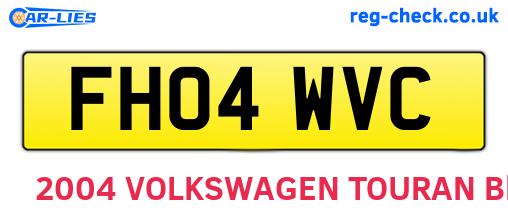 FH04WVC are the vehicle registration plates.