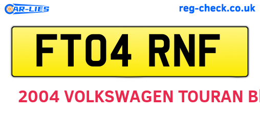 FT04RNF are the vehicle registration plates.