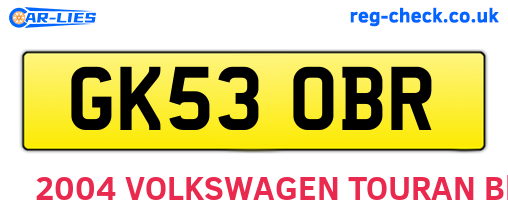 GK53OBR are the vehicle registration plates.