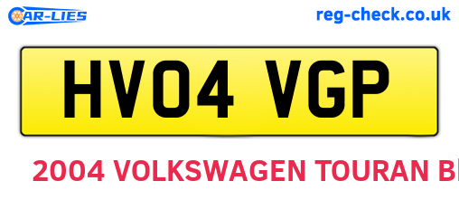 HV04VGP are the vehicle registration plates.