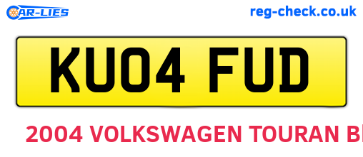 KU04FUD are the vehicle registration plates.