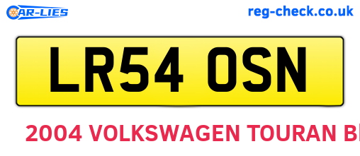 LR54OSN are the vehicle registration plates.