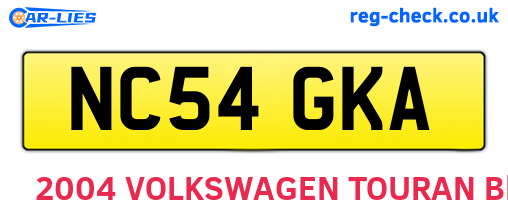 NC54GKA are the vehicle registration plates.