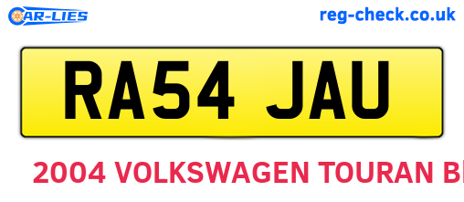 RA54JAU are the vehicle registration plates.