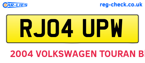 RJ04UPW are the vehicle registration plates.