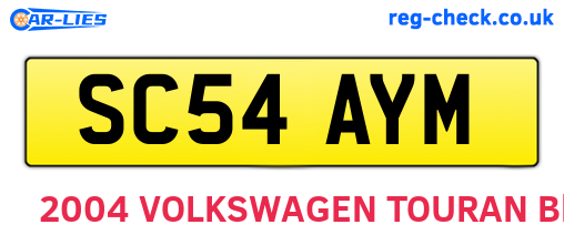 SC54AYM are the vehicle registration plates.