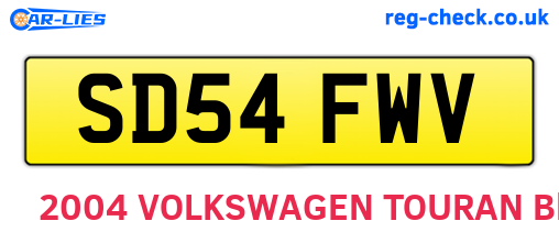 SD54FWV are the vehicle registration plates.