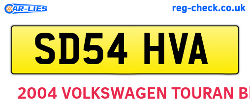 SD54HVA are the vehicle registration plates.