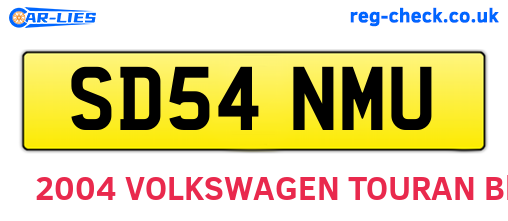 SD54NMU are the vehicle registration plates.