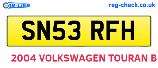 SN53RFH are the vehicle registration plates.