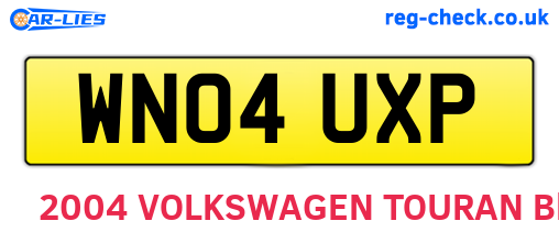 WN04UXP are the vehicle registration plates.