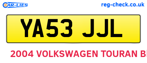 YA53JJL are the vehicle registration plates.