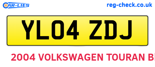 YL04ZDJ are the vehicle registration plates.