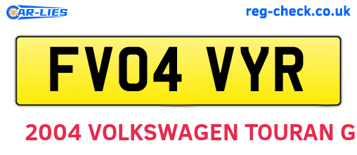 FV04VYR are the vehicle registration plates.