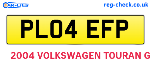 PL04EFP are the vehicle registration plates.