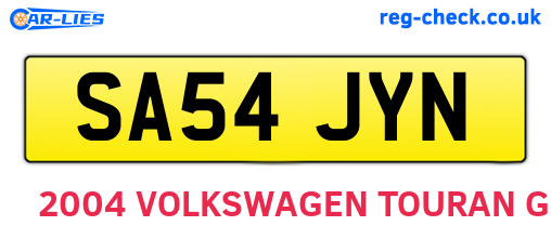 SA54JYN are the vehicle registration plates.