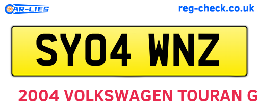 SY04WNZ are the vehicle registration plates.