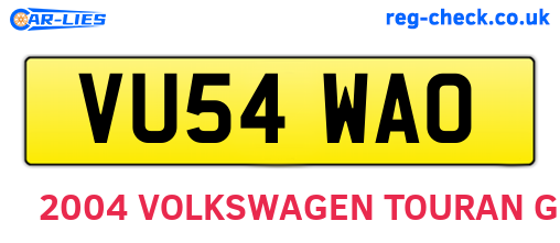 VU54WAO are the vehicle registration plates.