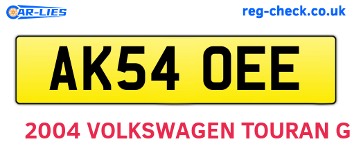 AK54OEE are the vehicle registration plates.