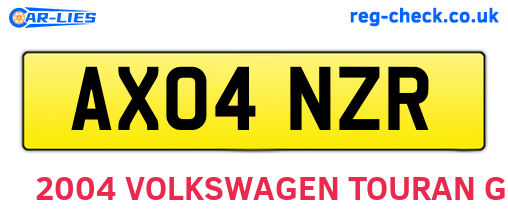 AX04NZR are the vehicle registration plates.