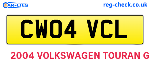 CW04VCL are the vehicle registration plates.
