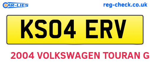KS04ERV are the vehicle registration plates.