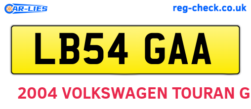 LB54GAA are the vehicle registration plates.