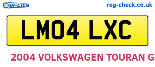 LM04LXC are the vehicle registration plates.