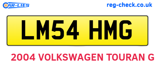 LM54HMG are the vehicle registration plates.