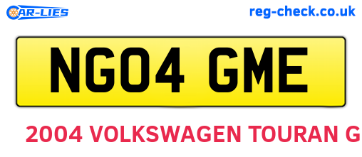NG04GME are the vehicle registration plates.