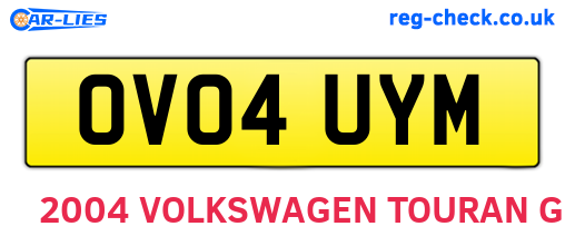 OV04UYM are the vehicle registration plates.