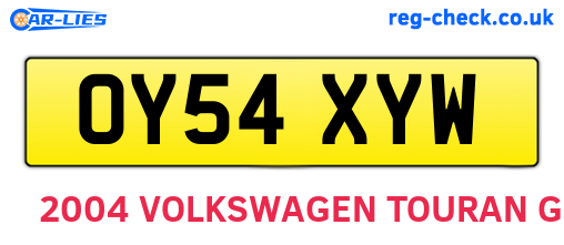OY54XYW are the vehicle registration plates.