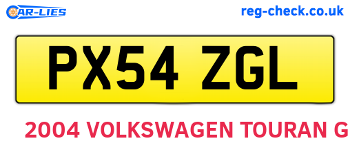 PX54ZGL are the vehicle registration plates.