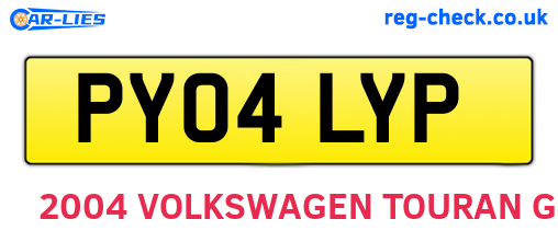 PY04LYP are the vehicle registration plates.