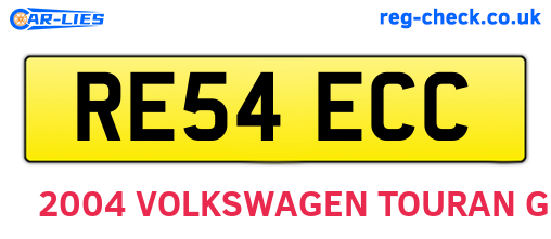 RE54ECC are the vehicle registration plates.