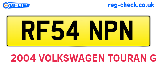 RF54NPN are the vehicle registration plates.