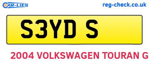 S3YDS are the vehicle registration plates.