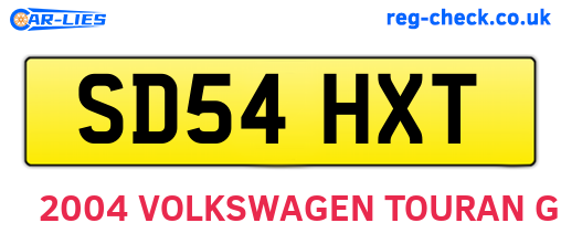 SD54HXT are the vehicle registration plates.
