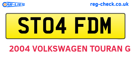 ST04FDM are the vehicle registration plates.