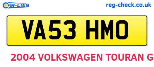 VA53HMO are the vehicle registration plates.