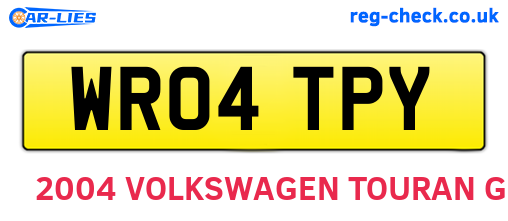 WR04TPY are the vehicle registration plates.