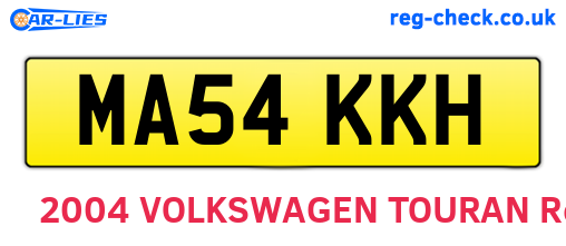 MA54KKH are the vehicle registration plates.