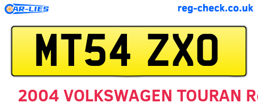 MT54ZXO are the vehicle registration plates.