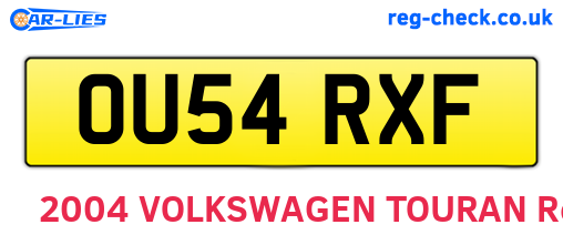 OU54RXF are the vehicle registration plates.