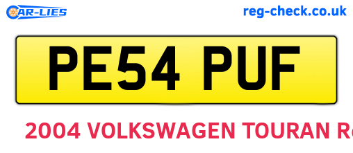 PE54PUF are the vehicle registration plates.