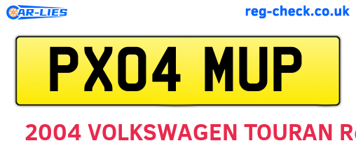 PX04MUP are the vehicle registration plates.