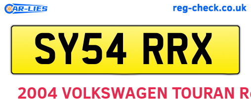 SY54RRX are the vehicle registration plates.